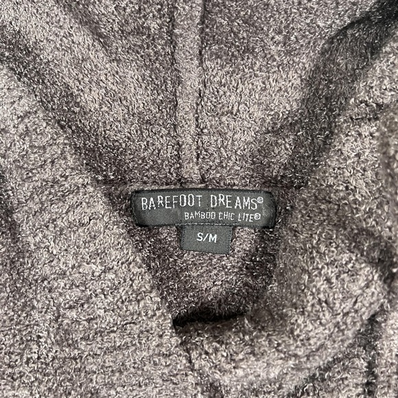 Barefoot Dreams Bamboo Chic Lite Hoodie Womens Small Medium Black Striped Crop - Picture 4 of 9